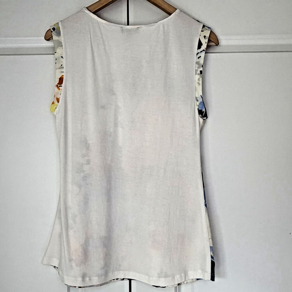 The Limited Women's Sleeveless Cream Floral Print Pleated Neck Top - Medium - Picture 2 of 9